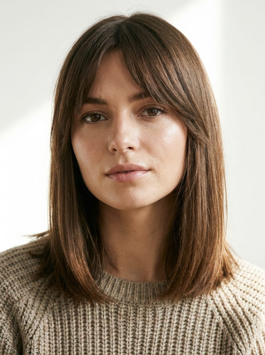Stufenschnitt mit Curtain Bangs - Stufenschnitt für glatte Haare